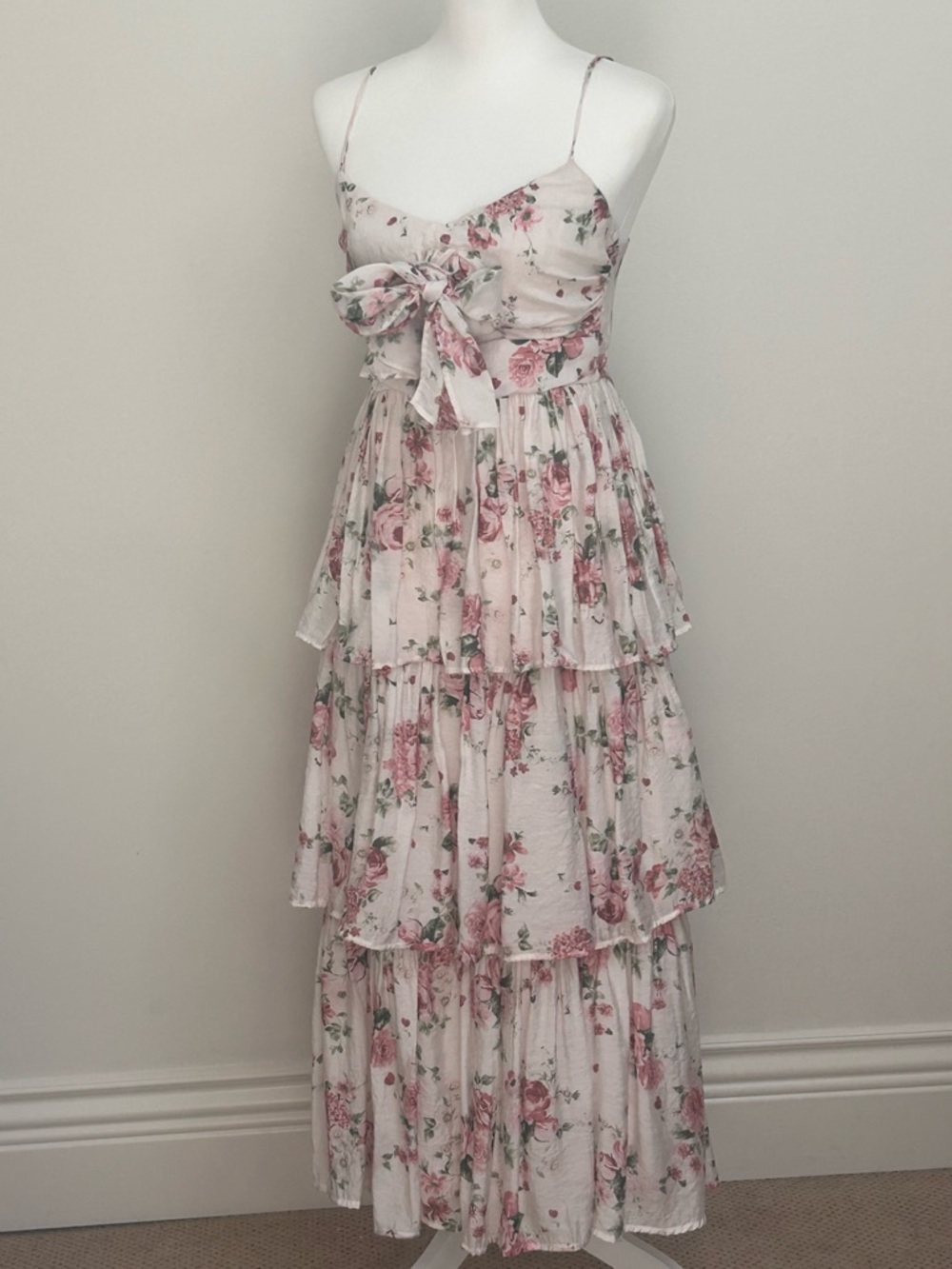 Floral Tiered Spaghetti Strap Maxi Dress